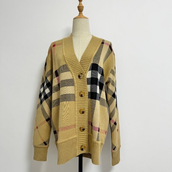 Burberry vintage check merino wool-blend cardigan - brown - Picture 3 of 11